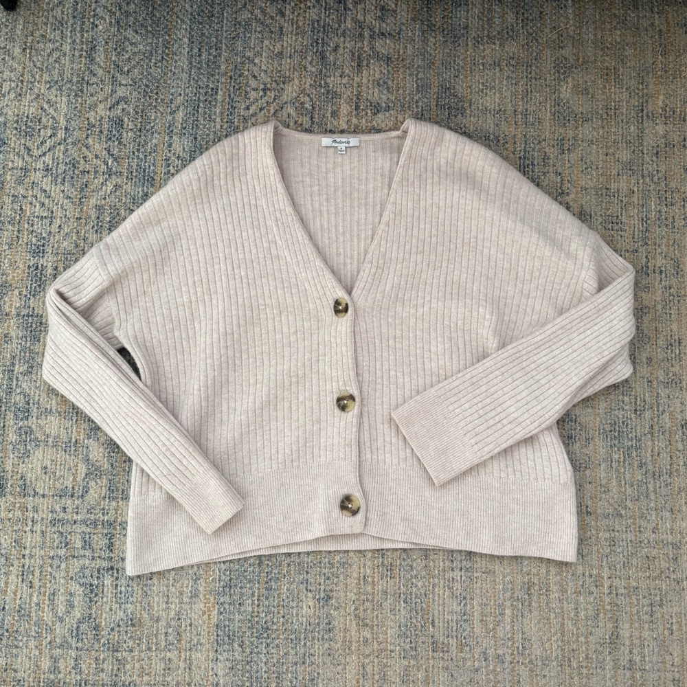 Madewell Cream Ribbed Knit Sweater